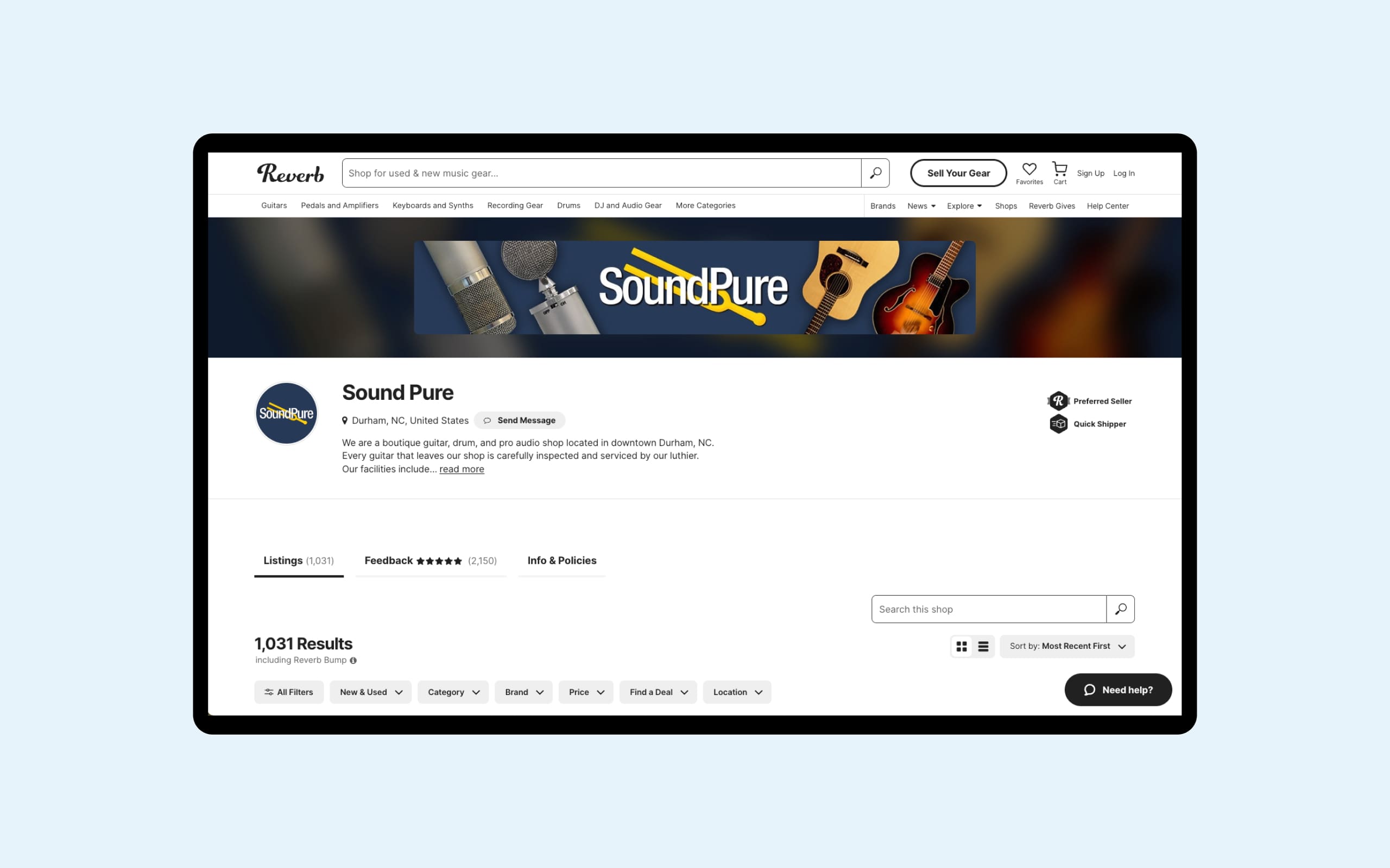 API integration with Reverb: SoundPure